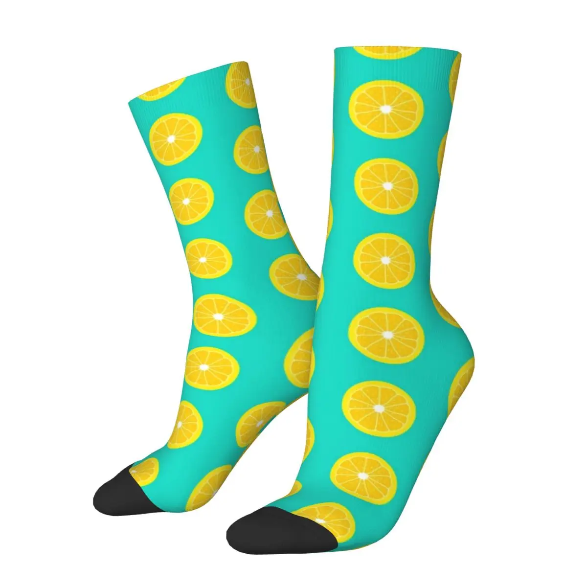 Lemon Slice Socks Adorable Yellow Lemons Gothic Stockings Women Men Quality Running Sports Socks Autumn Custom Non-Slip Socks