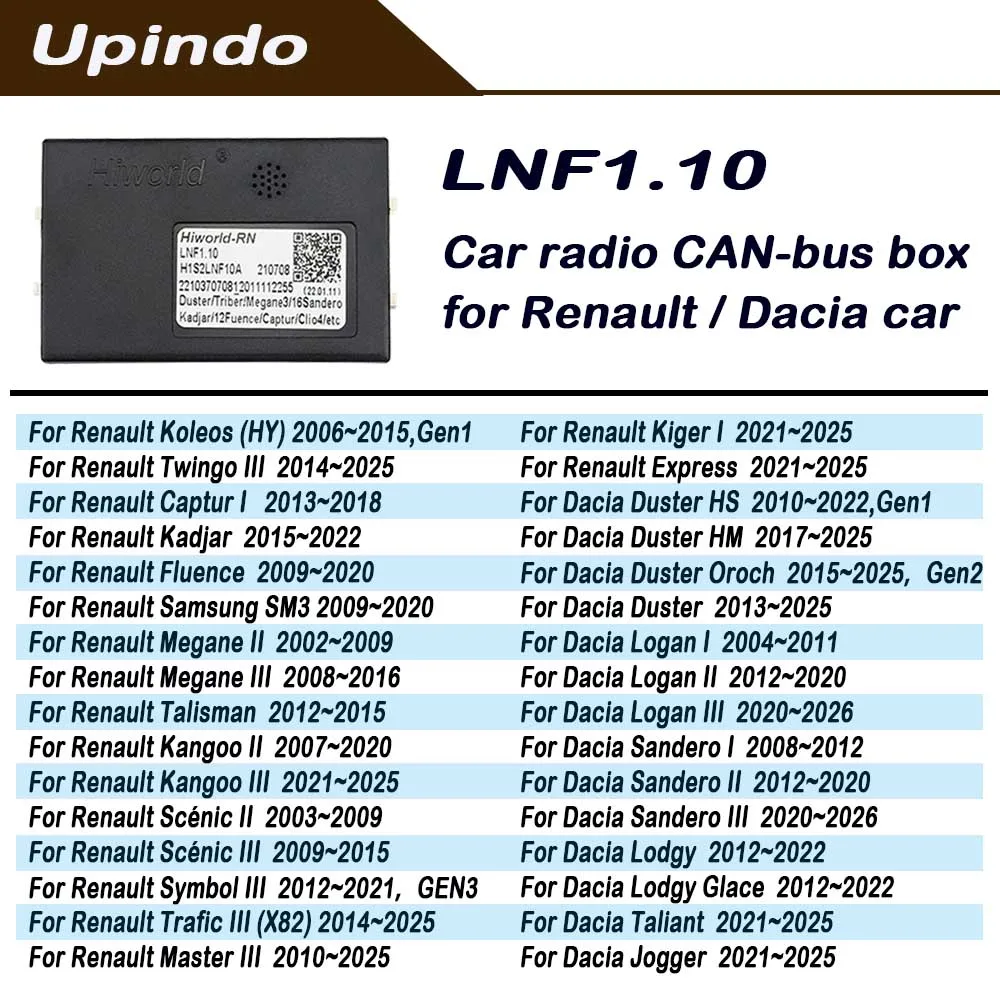 

Android Radio CAN Bus Decoder Adapter For Renault Duster/Megane 3/Sandero/Fluence/Kadjar/Clio 3 4/Captur/Lodgy/Kangoo