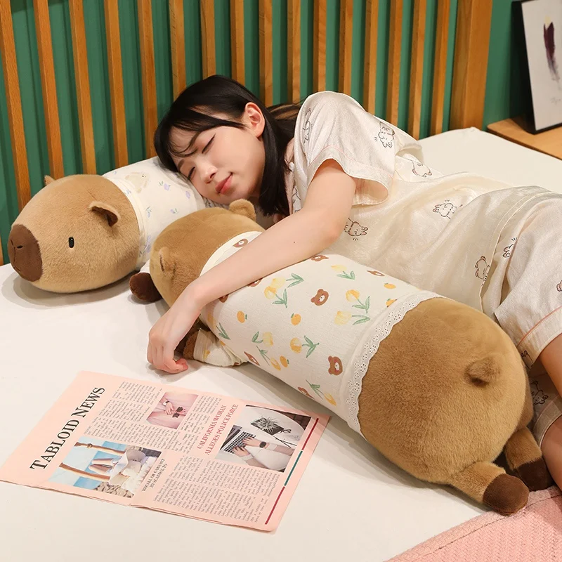 Little Elephant Plush Pillow Blue Striped Bear 70cm Long Capybara Cushion For Bed Rest Sleep Companion Birthday Gift Collection