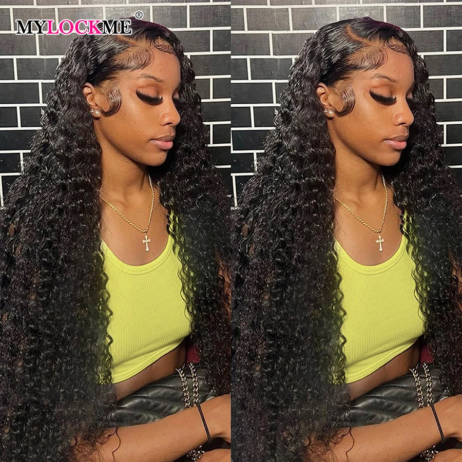 

Curly Lace Front Human Hair Wig Brazilian Deep Wave Mylockme Preplucked 12a Grade 13x4 Lace Frontal Human Hair Wig