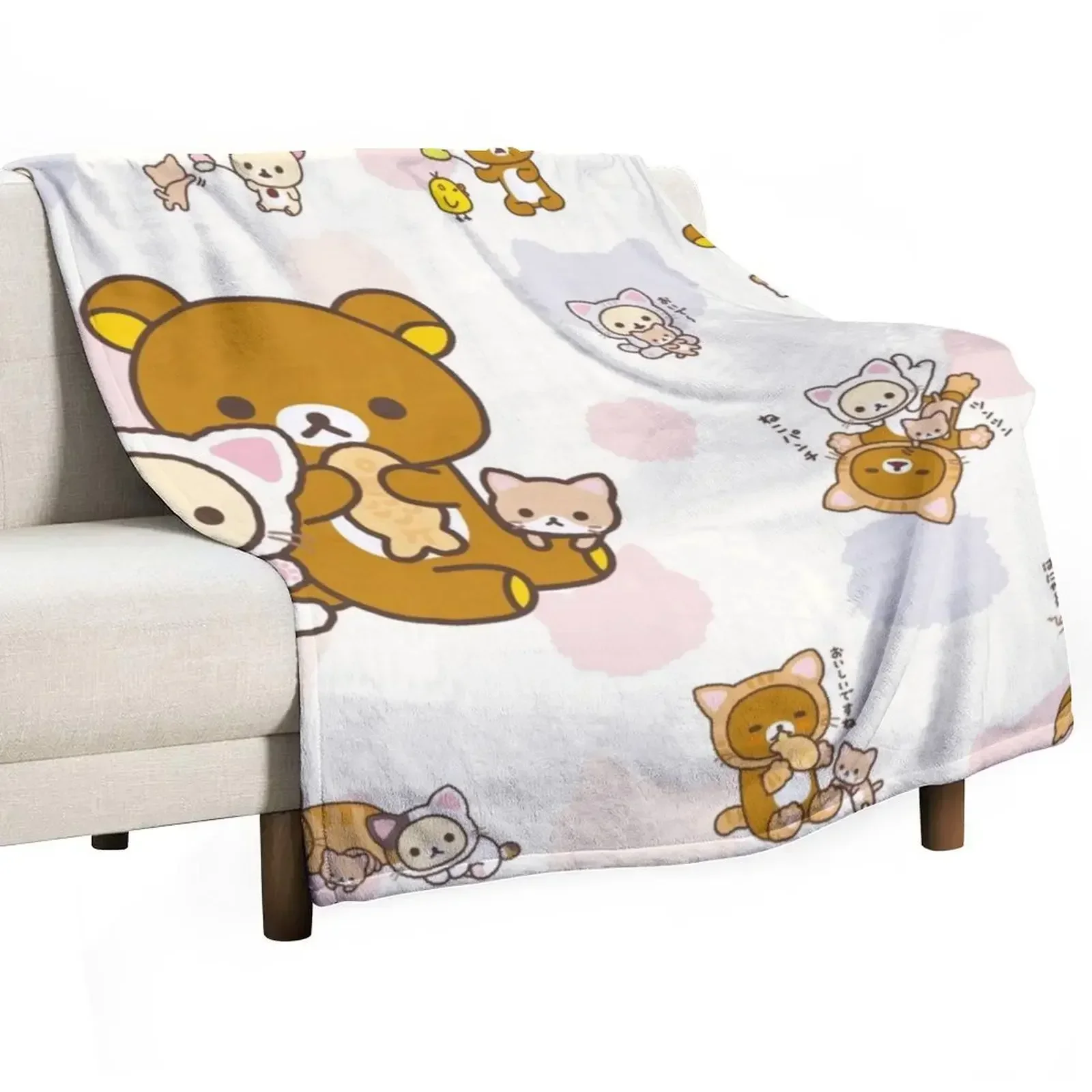 

Rilakkuma cute cat Throw Blanket Bed Fashionable Giant Sofa Blankets For Sofas Weighted Blankets