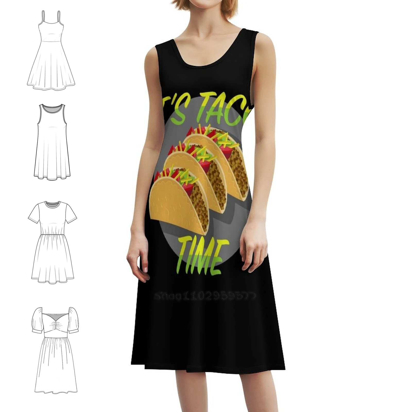 فستان حفلات نسائي من It's Taco Time ملابس نادي مطبوعة عصرية للسيدات وقت تاكو المكسيك للأطعمة المكسيكية للنساء #1