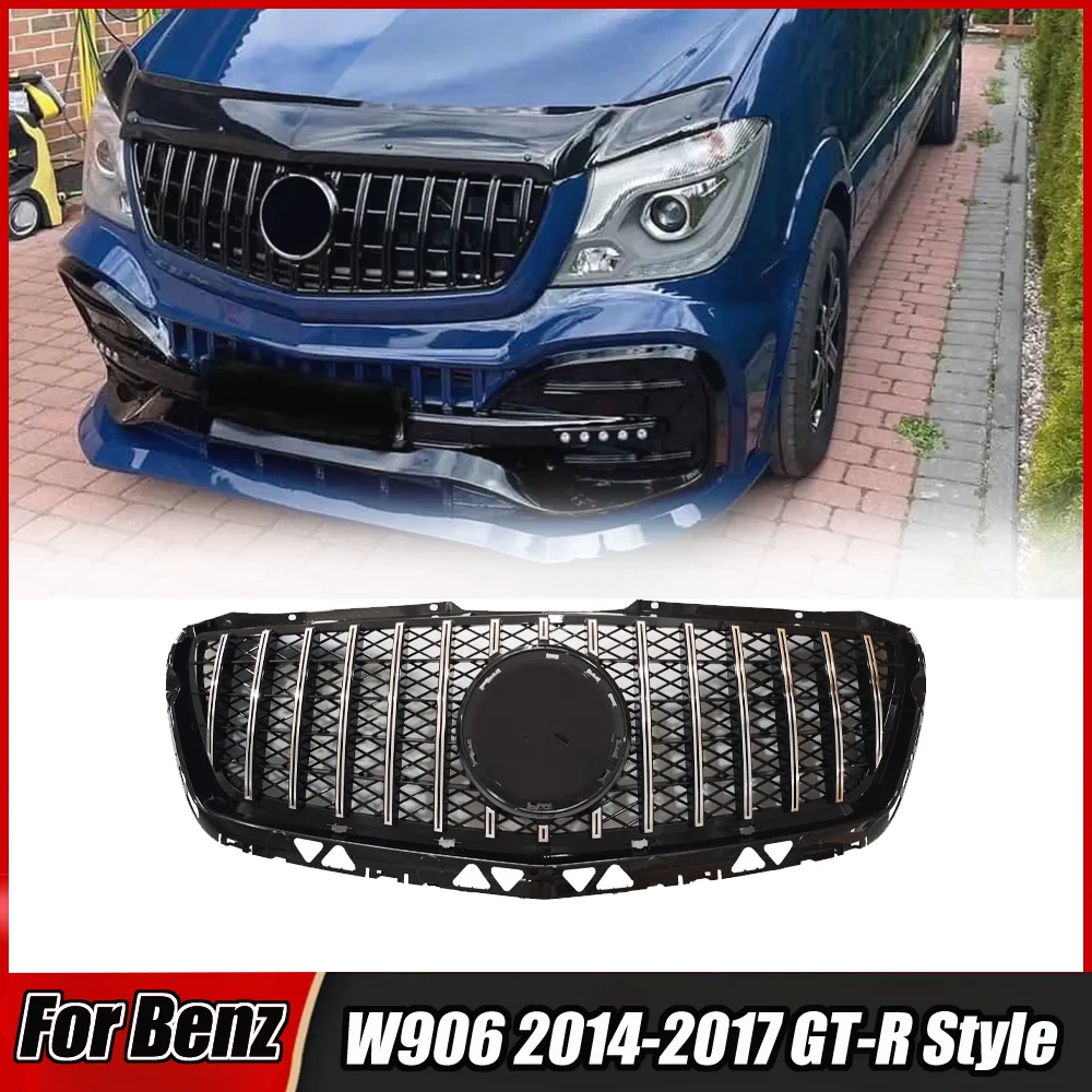 For Mercedes-Benz W906 Sprinter 2014-2017 GT-R Style Auto Front Bumper Grille Grill Black Car Modification Accessories