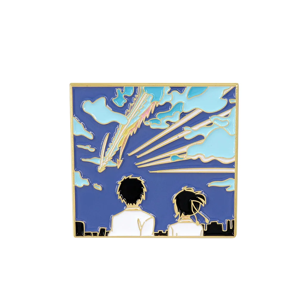 Taki And Mitsuha Badge Your Name Kimi No Na Wa Taki Comet Falls Enamel Pin Romantic Love Anime Movie Gift Souvenir