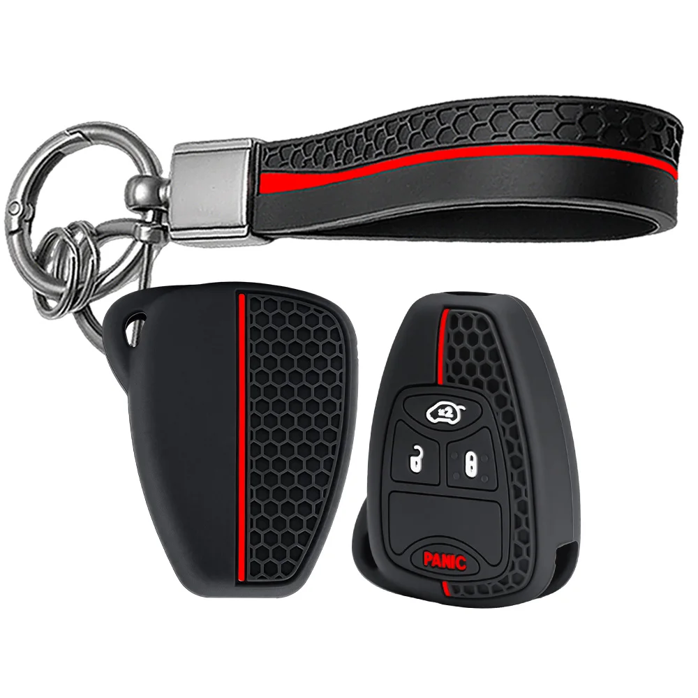 Key Case Cover With Keychain For Chrysler Pacifica Aspen 300C For Dodge Caravan Journey Nitro For Jeep Wrangler JK Exact Fit