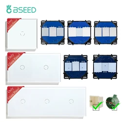 BSEED 1/2/3Gang Wall Touch Switch 1/2/3Way Function Base Stair Switches Spare Parts Sensor Glass Panel DIY Free Combination