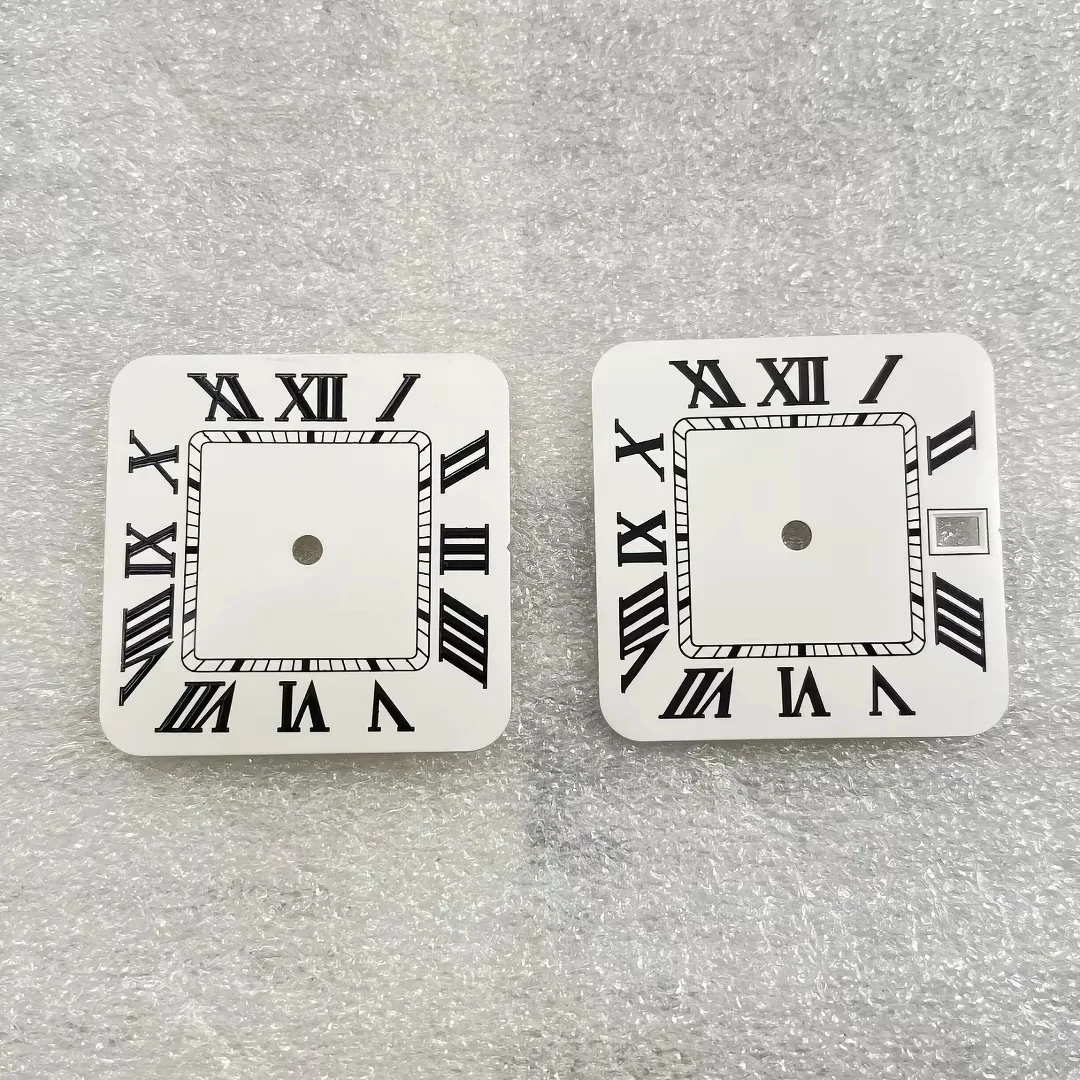 27mm Square Automatic Watch Dial Roman Numeral Indexes for NH35 Movement Green Luminous DIY Assembly Parts