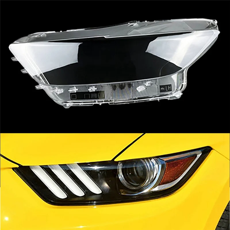 مصباح إضاءة أمامي لهيكل فورد موستانج ، غطاء عدسة مصباح أمامي أمامي ، ظل مصباح أمامي ، من من من الخارج