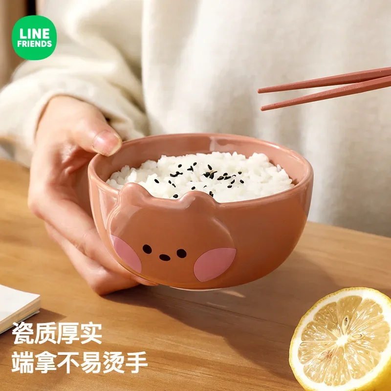 LINE FRIENDS New Ceramic Relief Bowl Home Cute Cartoon BNINI CHONINI Tableware Soup Bowl Breakfast LENINI Fruit Salad Bowl Gift