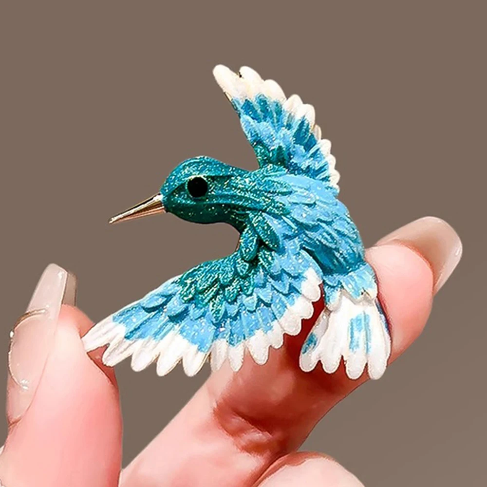 Fashion Bule Bird Brooches for Men Women Exquisite Animal Lapel Pins Jewelry Trendy Accessories Party Gifts 2024 New