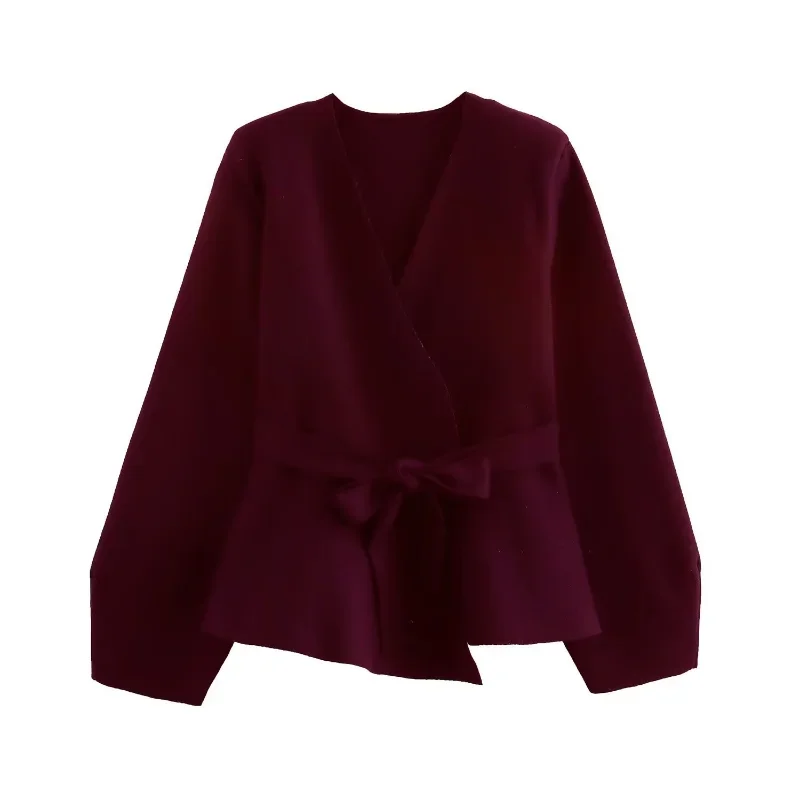 Abrigo informal de piel sintética para mujer, chaqueta elegante con cuello en V y mangas completas con cinturón para mujer, chaquetas ajustadas sólidas a la moda para principios de primavera 2025