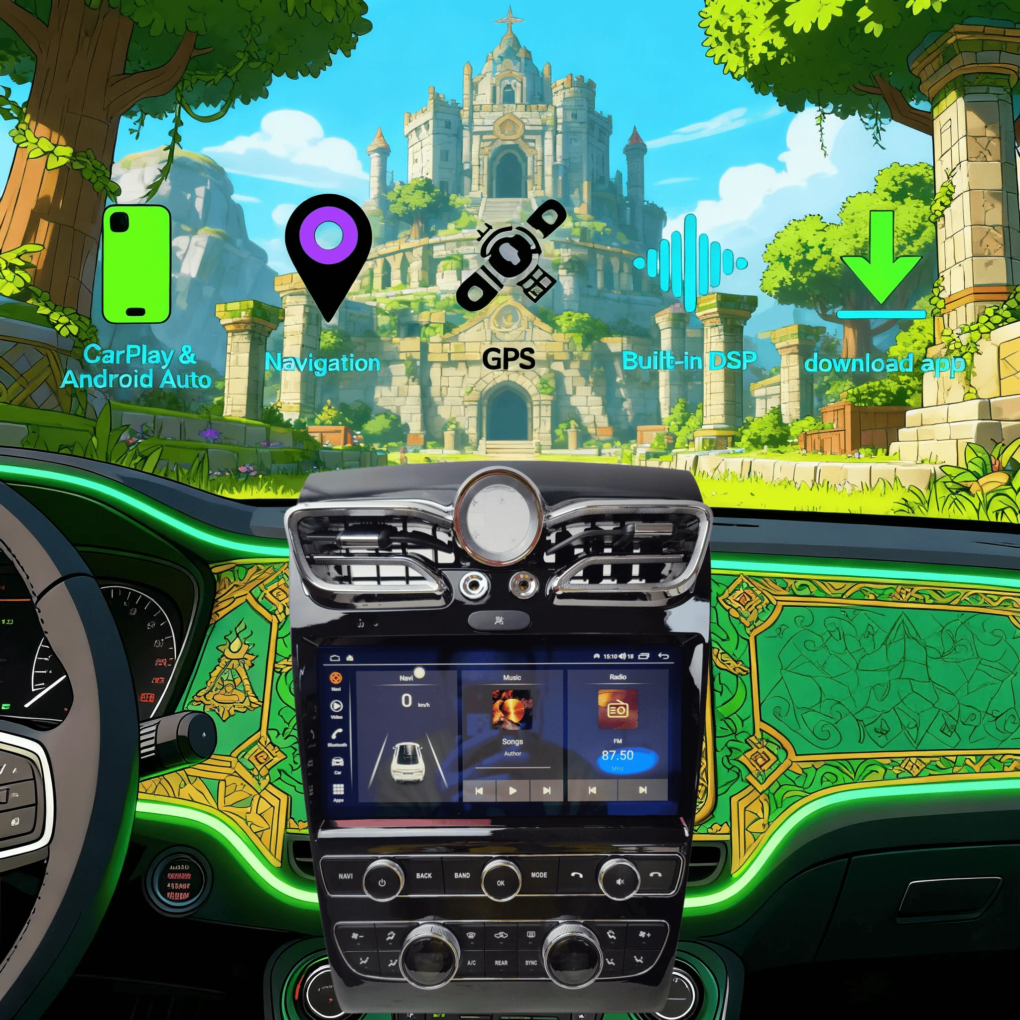 

10,9 ''Android14 автомобильный радиоприемник для Bentley Flying Spur/Continental GT 2005-2019 беспроводной мультимедийный плеер Carplay GPS-навигация