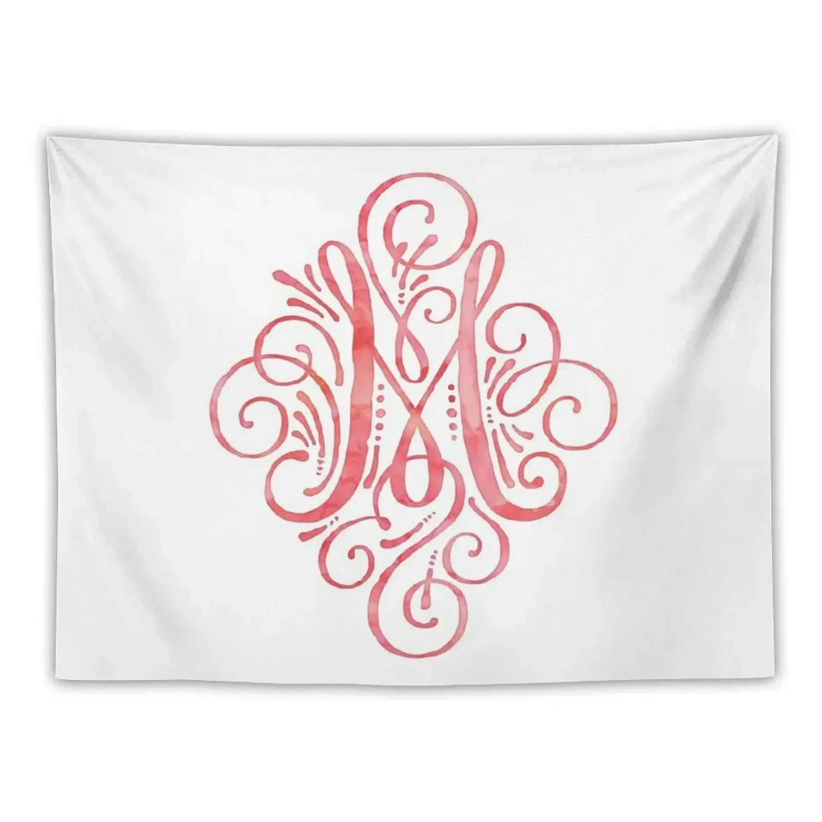 Monogram M Watercolor Typography Tapestry Wall Hangings Decoration Room Decor For Girls Room Decorations Tapestry