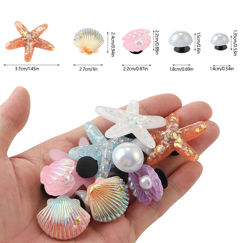 1Set Hole Shoes Summer Shoe Starfish Pearl Shell Decorative Shoe Accessories Buckle Accessories Removable DIY Decor Gift image 6