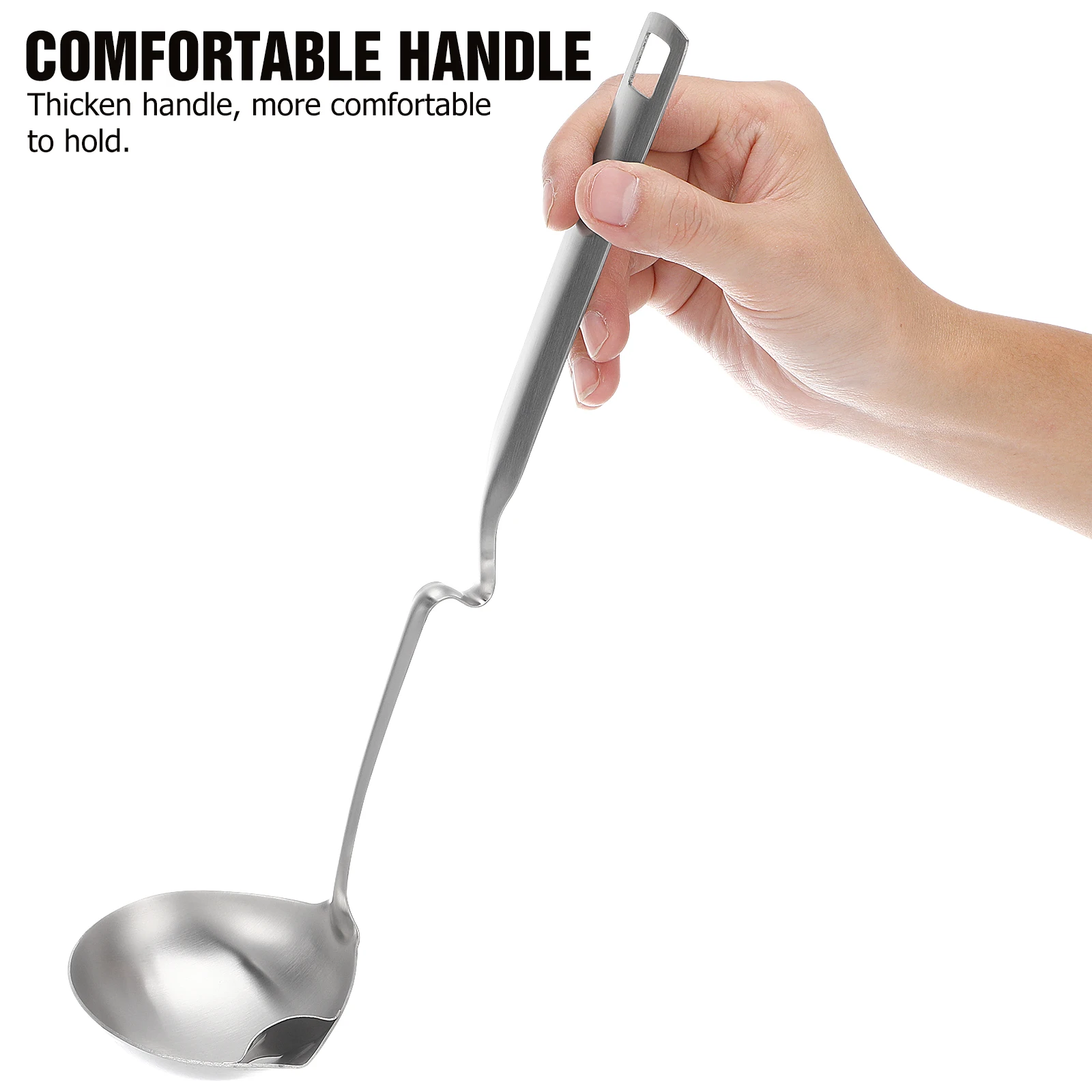 

1pc Stainless Steel Separator Ladle Hotpot Soup Spoon Filter Hole Oil Strainer Scoop Kitchen Cookware Oil Isolation Design