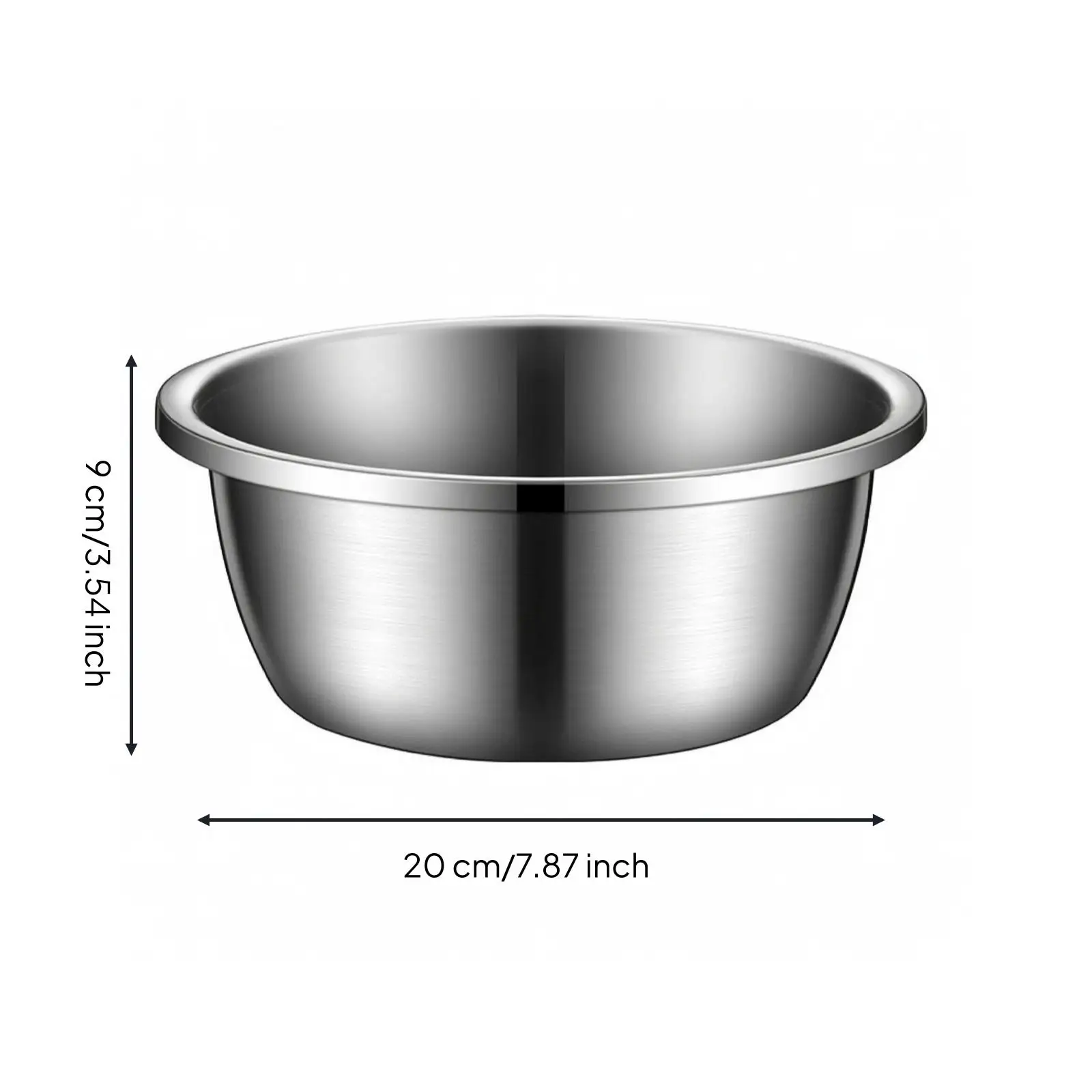 Stainless Steel Kitchen Mixing Basin 304 Metal Bowl for Cooking Prep Egg Beating Holding Foods Odor Resistant Easy Clean