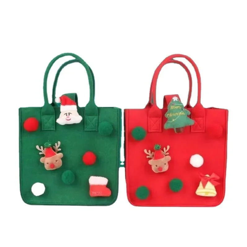 Bolso de Navidad Bolsa de regalo de fieltro Aspecto exquisito Bolso de embalaje de Navidad Bolsa de fieltro