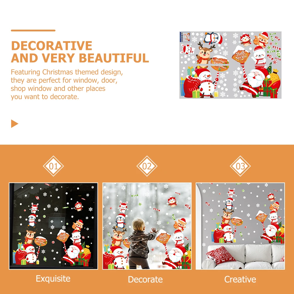 

1 Set Eye Catching Christmas Stickers For Windows And Walls Decoration