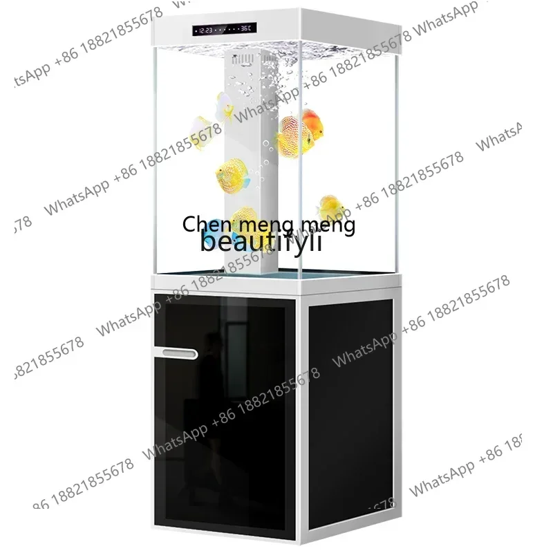 ss 8350Vertical Fish Tank Small Living Room Home New Bottom Filter Change Water Smart Aquarium Floor against the Wall