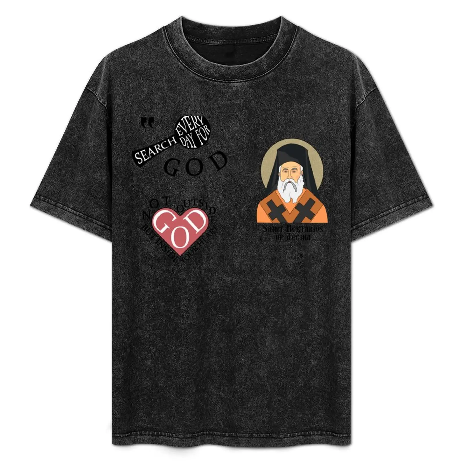 

St Nektarios of Aegina Search for God T-Shirt Tough Fabric Work Tee