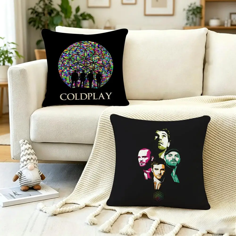 Music C‑Coldplay Cushion Cover Anti-dustmite Pillowcase Invisible zipper silky short plush Sofa cushion cover