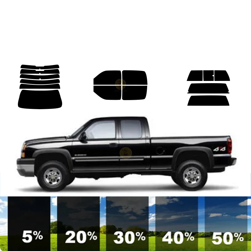 

precut Removable Window Tint Film Car 100%UVR 5%-70%VLT Heat Insulation Carbon ﻿For CHEVROLET SILVERADO 2500 4DR PICKUP2001-2006