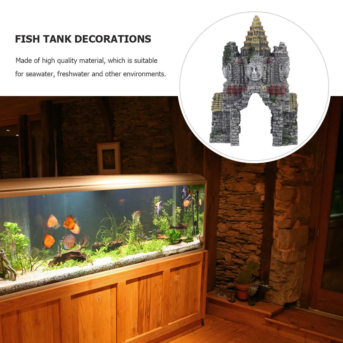 

Fish Tank Buddha Decoration Resin Crafts Simulation Ornament Aquarium Landscaping Ornament Fish Shelter Durable Safe
