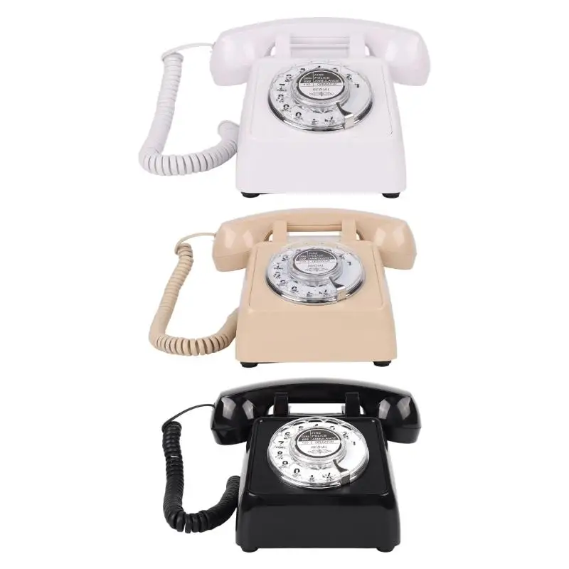 31BA 1Set Old Rotary Wheel Desk Phone Functional and Loud Sound Traditional Design