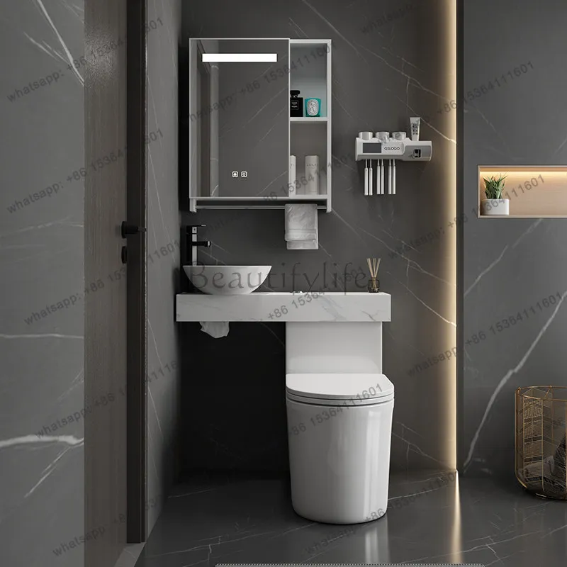 Small apartment toilet with wash basin integrated two-in-one combination