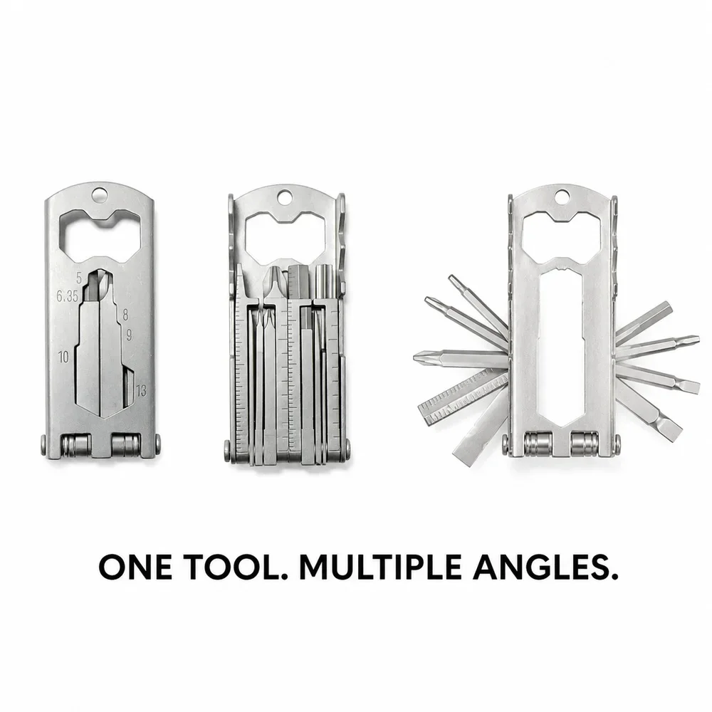 Portable 13-In-1 Folding Repair Tool 420 Stainless Steel Multi Screwdriver Hex Wrench Knife Phone Stand For Bike Camping EDC 04