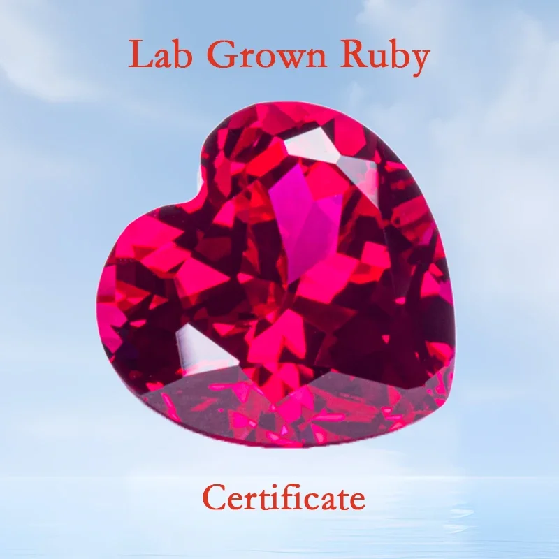 

Lab Grown Ruby Heart Shape Top Quality Red Color VVS1 Gemstone Charms Beads for DIY Jewelry Making Selectable AGL Certificate