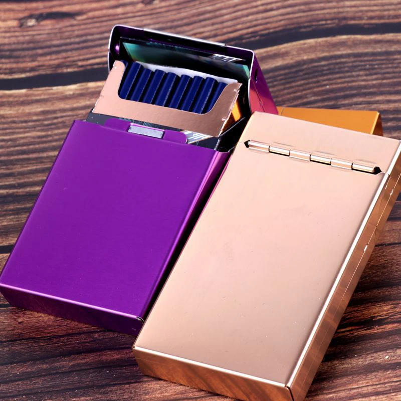 Slimline Extra Long Magnetic Flip-top Aluminium Brushed Cigarette Case Sweatproof Extrusion Resistant Cigarette Case