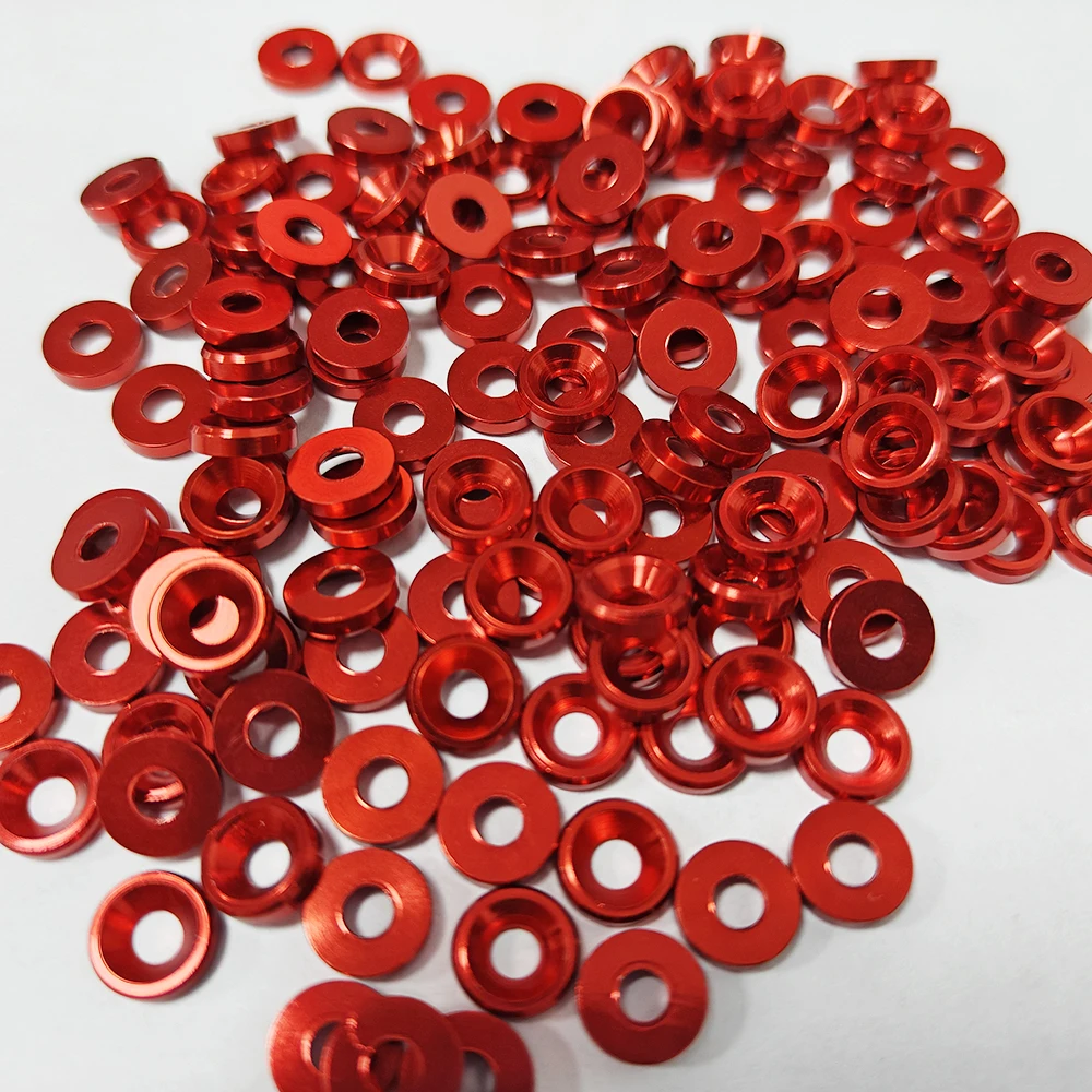 10/20/30/40/50/100/500 PCS M3 Aluminum Washer Colorful Anodized Aluminum Countersunk Head Bolt Washer Gasket for Flat Head Bolts