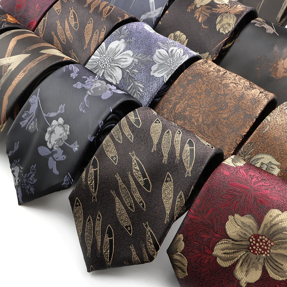 High Quality Floral And Fish Pattern NeckTies For Man Luxury Paisley Office Business Ties Suit Cravat Business Necktie Men Gifts