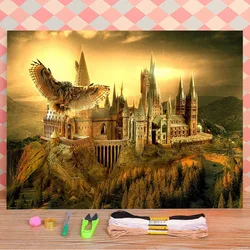 Animal Eagle Castle Printed 11CT Cross Stitch Embroidery Kit DMC Threads Needlework Hobby Painting Handiwork Home    Adults