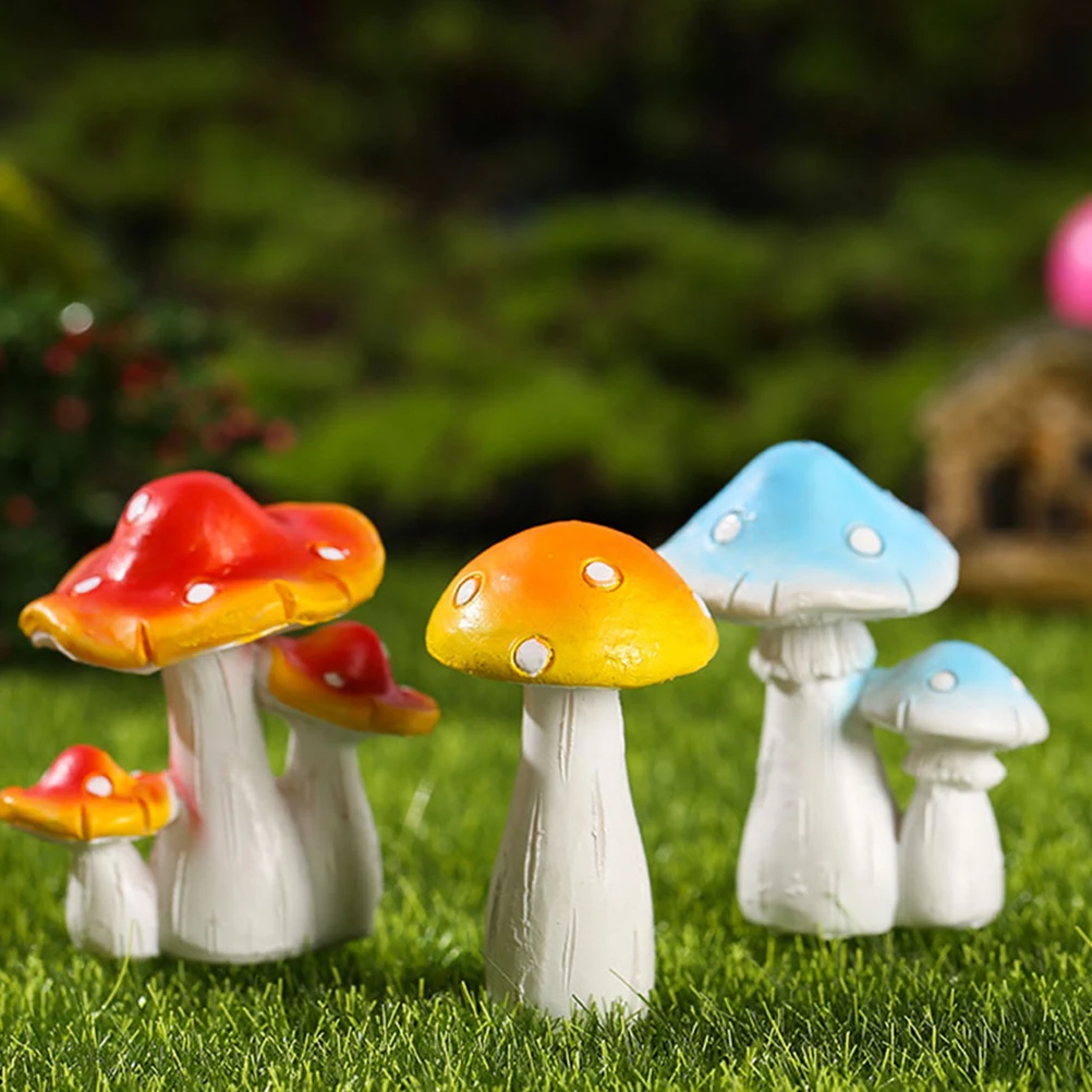 

3pcs Moss Decorative Figurines Resin Miniature Mushroom Landscape Garden nament Bonsai Statue Gift for Home Decor
