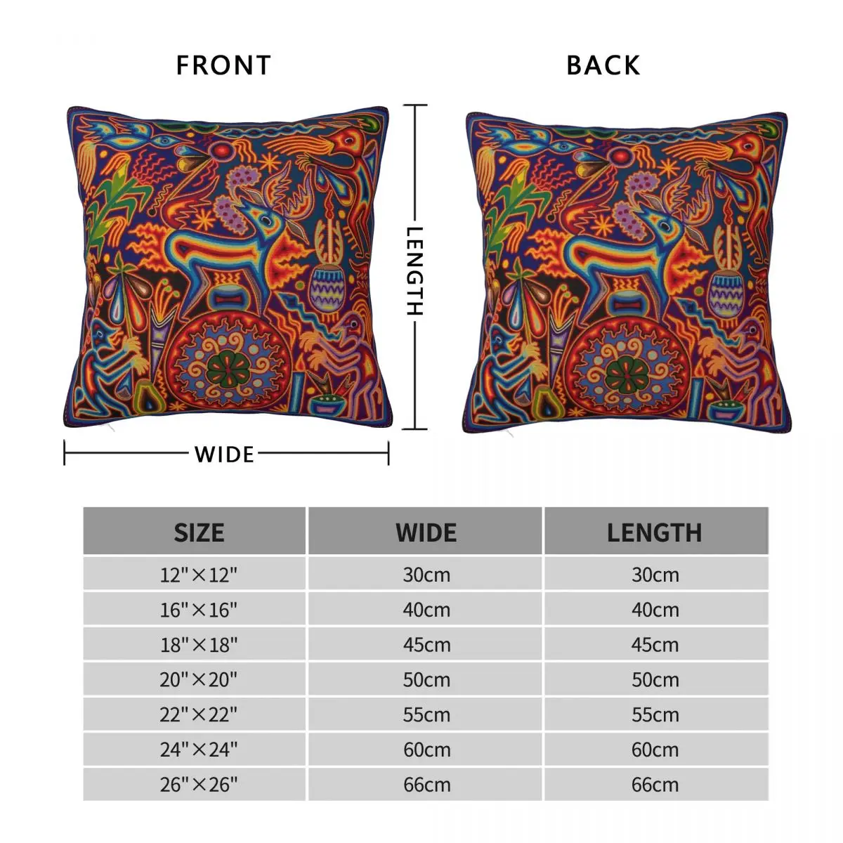 Huichol Art Square Pillowcase Polyester Linen Velvet Pattern Zip Decorative Pillow Case Sofa Cushion Cover Wholesale 18