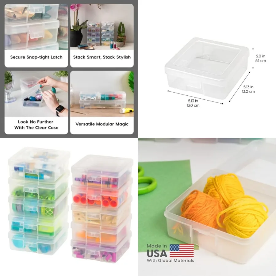 

Прозрачный штабелируемый пластиковый чехол-органайзер для хранения бусин, ручек и художественных принадлежностей, упаковка из 10 штук с защелкой, идеально подходит для ювелирных изделий