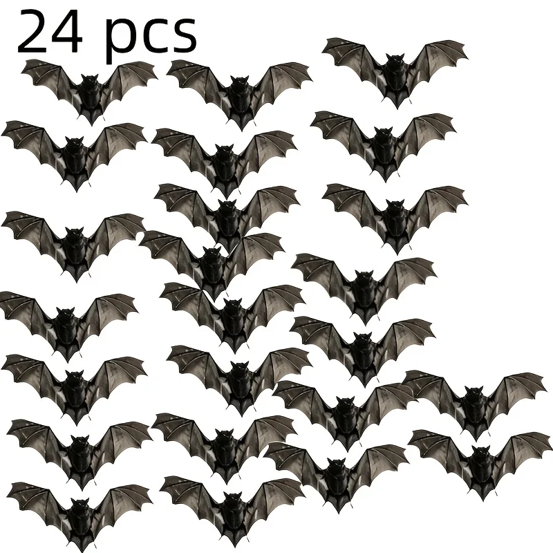 24Pcs 3D Realistic Bat Wall Stickers, Halloween Decor Bat Decals for Home Bedroom, Cafe, Hotel, Party Background Wall, Multi-Sce