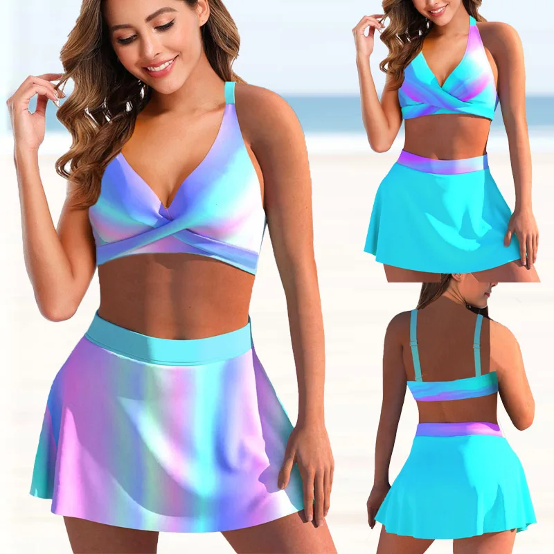 Conjunto de Bikini de dos piezas para mujer, bañador Sexy de talla grande, Tankini de cintura alta, traje de baño de verano, 2022