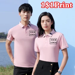 Summer New POLO Shirt Customized Logo Polo Collar T-shirt Printed Embroidery Logo Men's and Women's Casual POLO