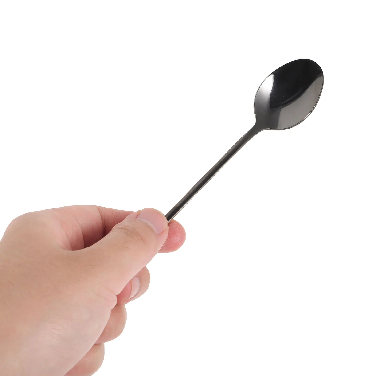 

8 Pcs Black Pointed Ice Tea Spoon Smooth Stirring High Quality Stainless Steel Mixing Spoons For Coffee Desserts Easy Wash