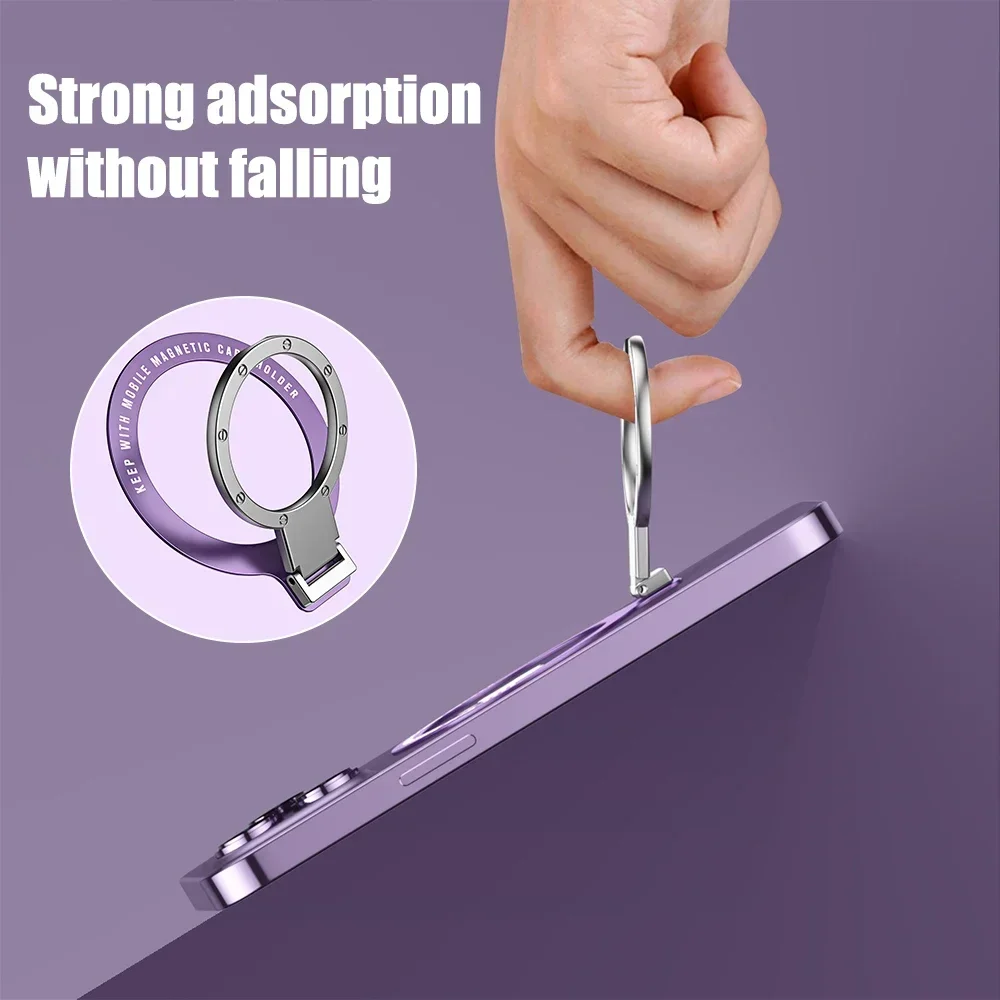 For iPhone 12 13 14 15 Magnetic Mobile Phone Ring Holder Universal for MagSafe Ultra-thin Metal Ring Buckle Lazy Desktop Stander