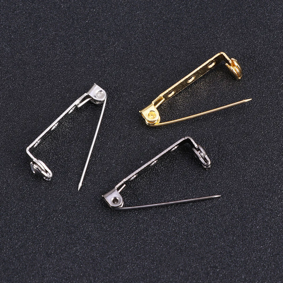 

100pcs 27Mm 3 Holes Iron Brooch Pins Mixed Color For Coat Sweater Hat Safety Catch Bar Pin Findings Craft Accessory