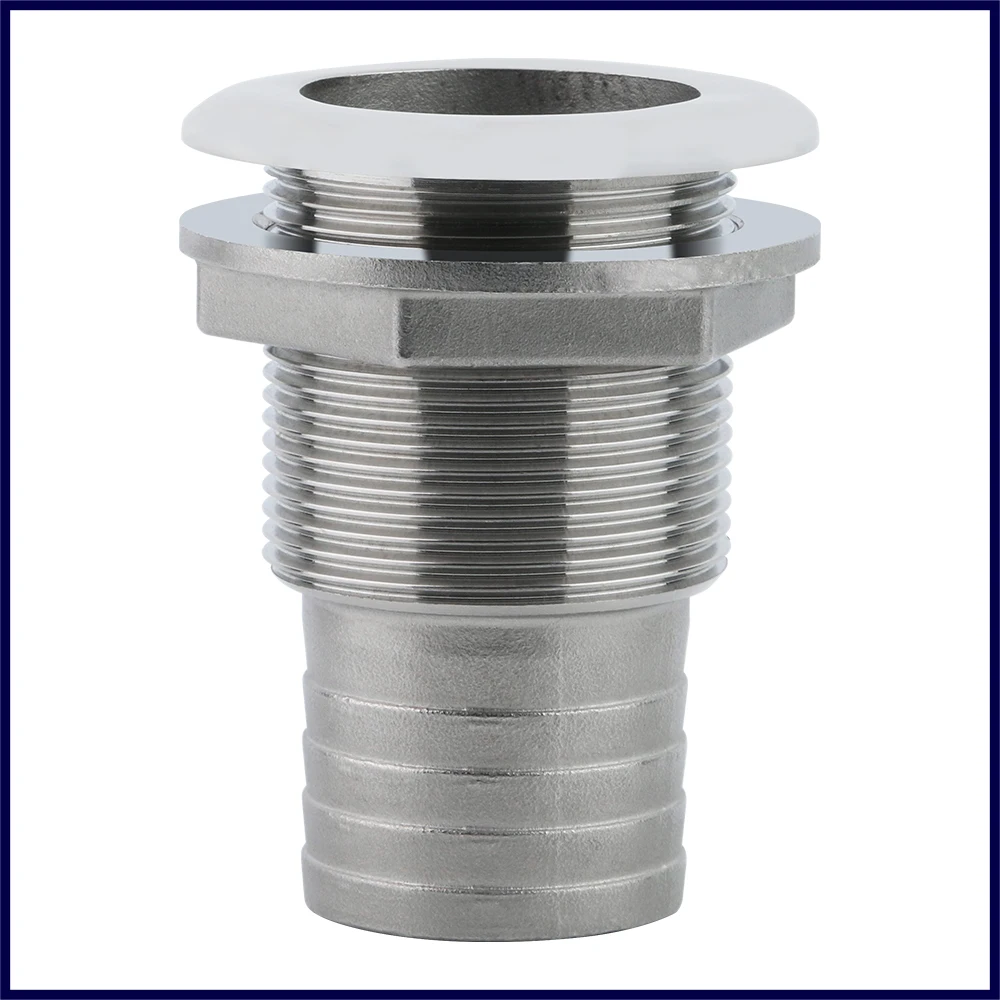 Marine 316 Stainless Steel Thru Hull Fitting Connector Half Thread Water Outlet Boat Bilge Drain Hose Fitting