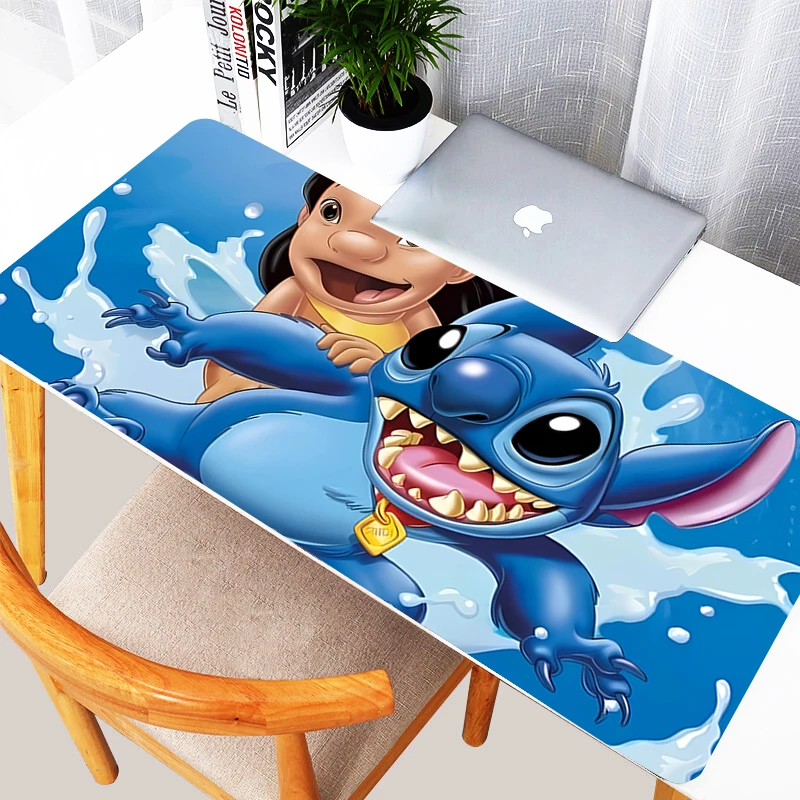 แผ่นรองเมาส์ขนาดใหญ่ Kawaii Stitch PC แผ่นยางรองเมาส์นุ่มคีย์บอร์ดคอมพิวเตอร์แล็ปท็อปแผ่นรองปูโต๊ะ XXL mousepad ของหญิงสาวของขวัญสำนักงาน