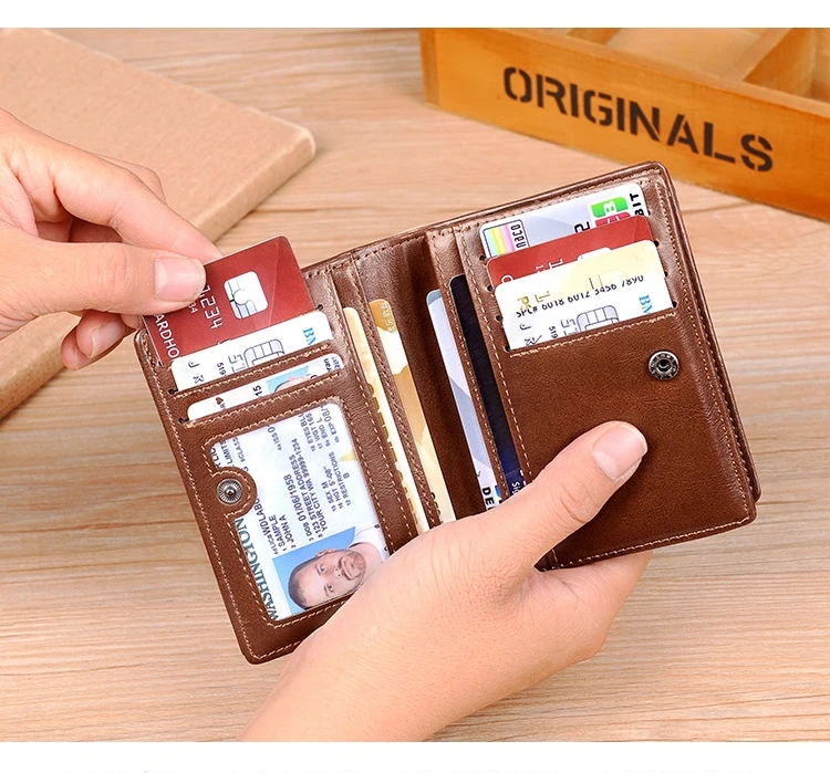 Retro Short PU Wallet for Men Multi-Card Holder Billfold Large Capacity Moneybag Versatile Brown/Black