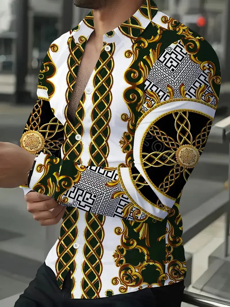 

Новая мужская рубашка на пуговицах с длинным рукавом, цветная полосатая рубашка с 3D принтом, мягкий удобный модный мужской топ