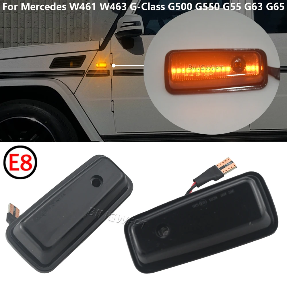 2 X Dynamic Ambe LED Side Marker For Mercedes-Benz G-Class W463 W461 G500 G550 G55 G63 G65 Turn Signal Light Side Marker Lamp