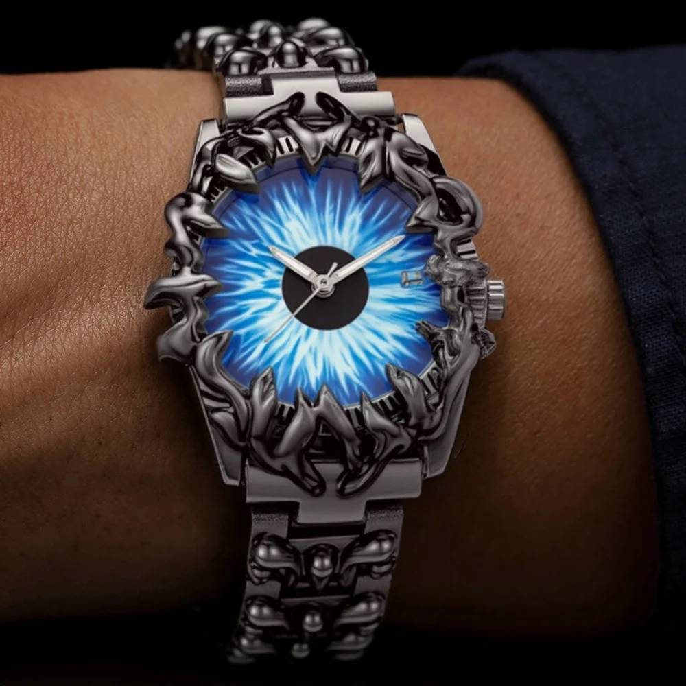 

AAA Devil Punk Blue Eye Кварцевые часы Мужские Alabaster Industries Demon Claw Y2K Мужские часы Уникальные креативные мужские популярные средневековые часы